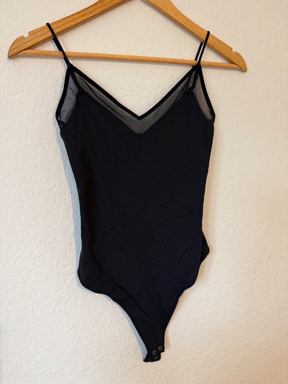 Abercrombie Women’s Black Sheer-Trim Bodysuit XS